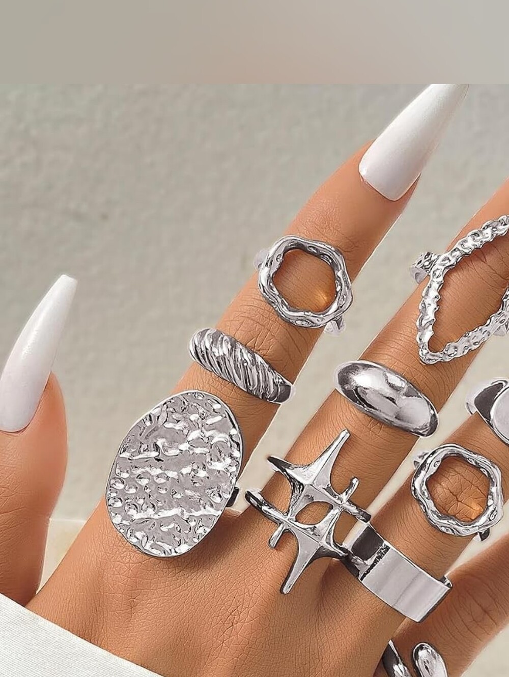 Chunky Rings Statement Rings Set, Stackable - Picture 4 of 8